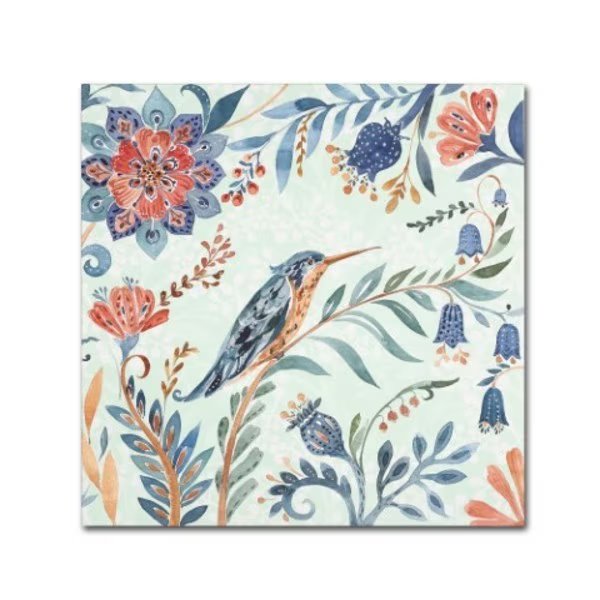 Irina Trzaskos Studio 'Birds and Flowers IV' Canvas Art, 24x24, Trademark Fine Art, Mfr#: ALI13029-C2424GG